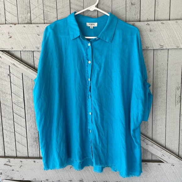 Umgee Button Down Linen Top - Picture 2 of 5